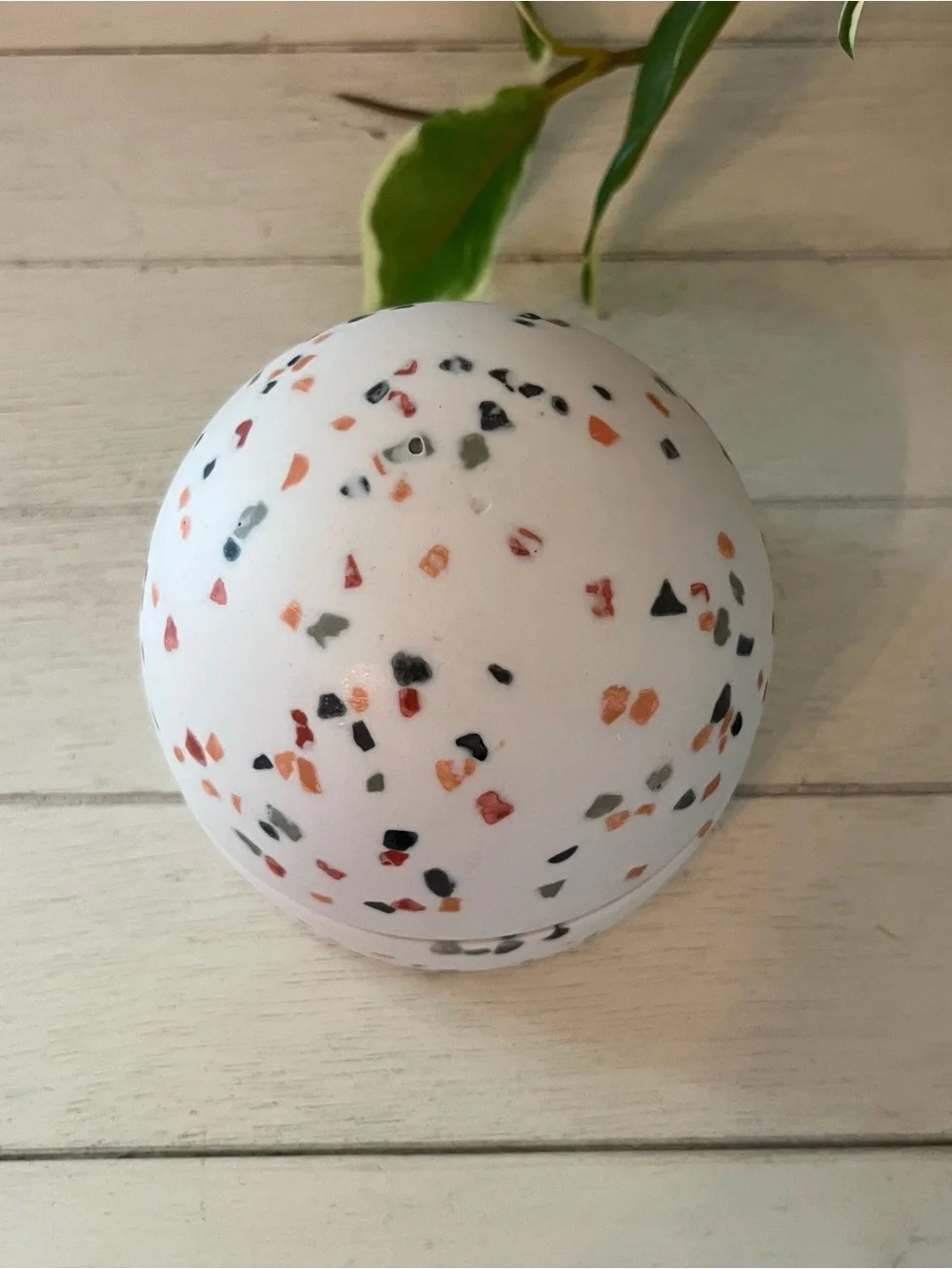 Capra Designs Terrazzo Dome Keepsake Jewelry Box Trinket Confetti White